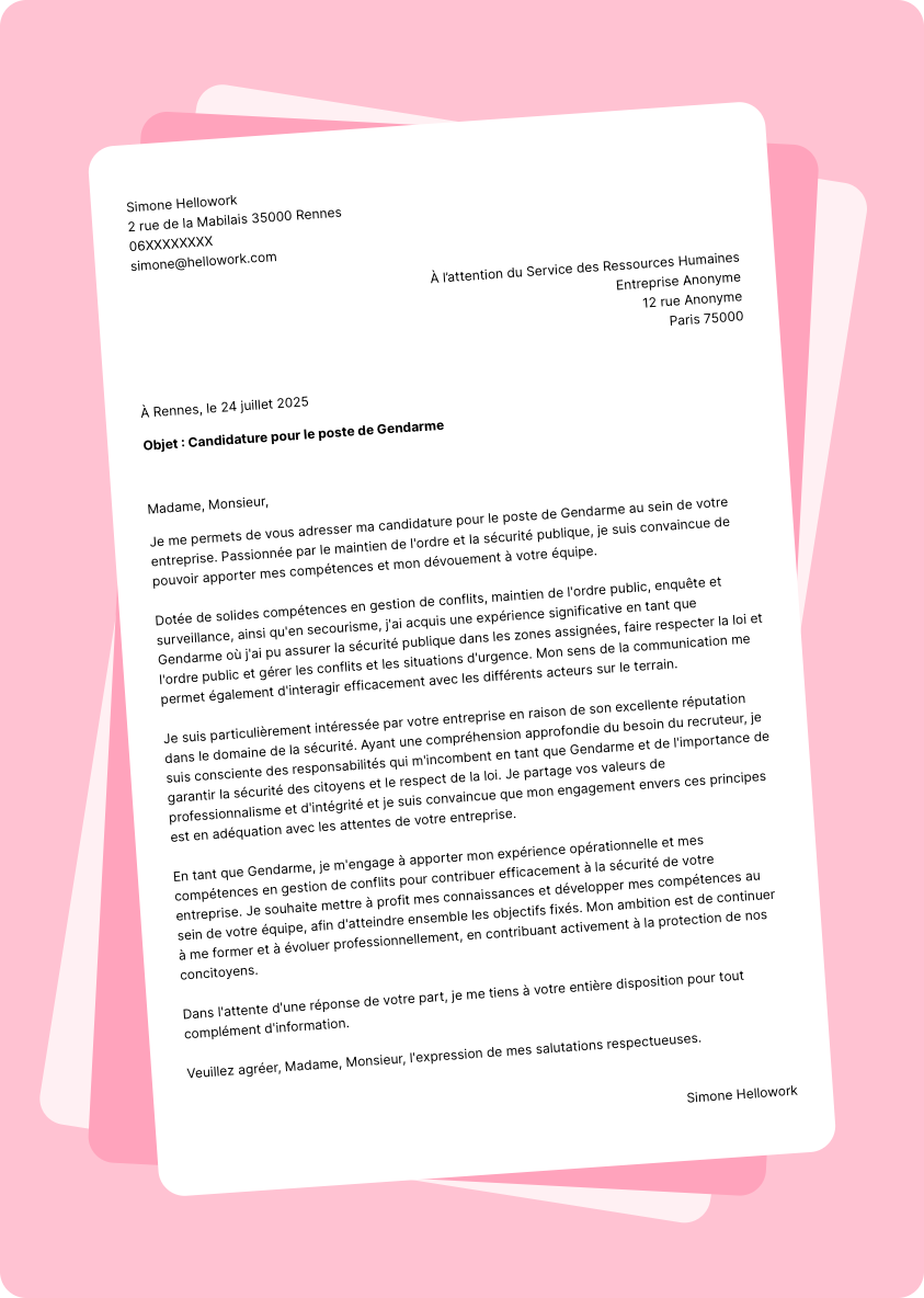 Modèle lettre de motivation Gendarme Exemple lettre de motivation Gendarme