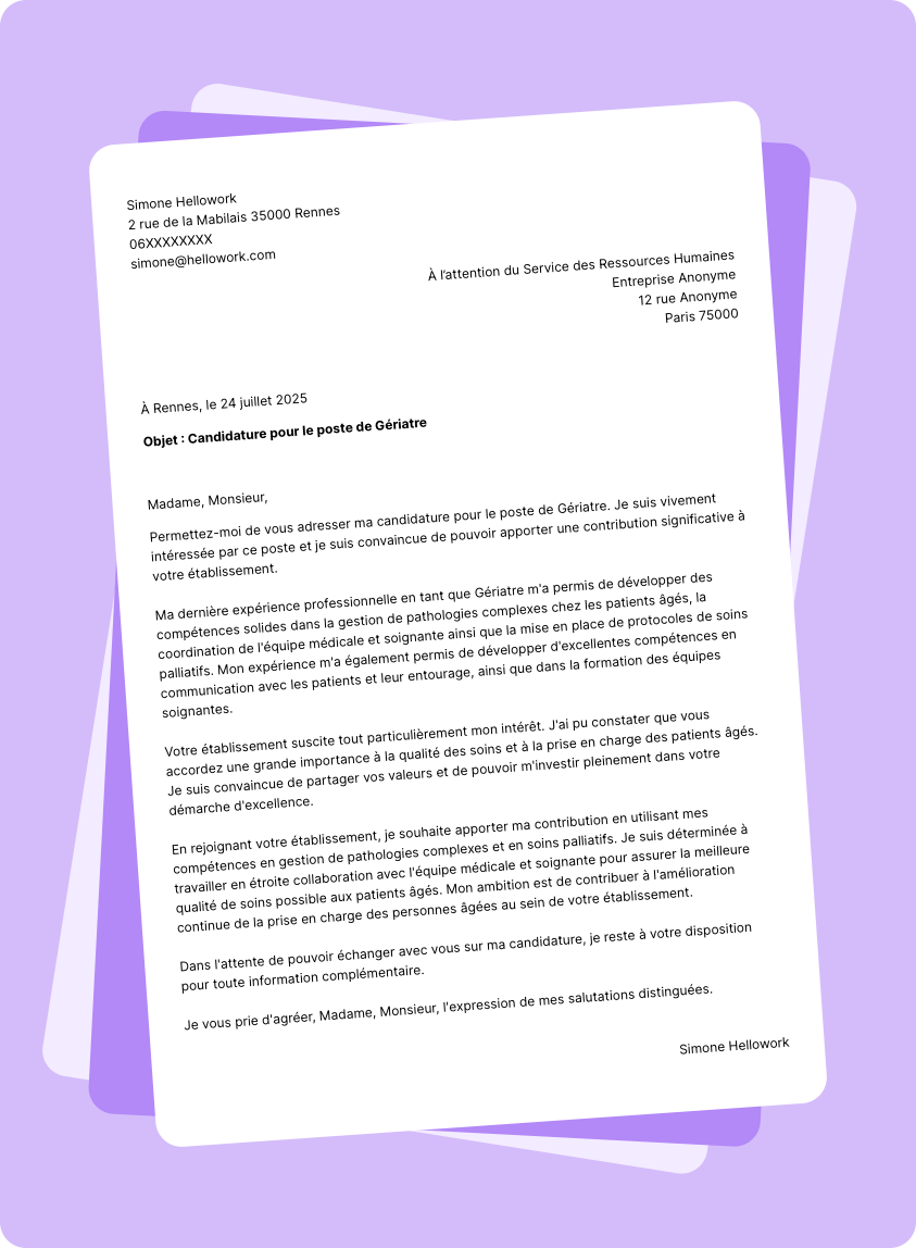 Modèle lettre de motivation Gériatre Exemple lettre de motivation Gériatre