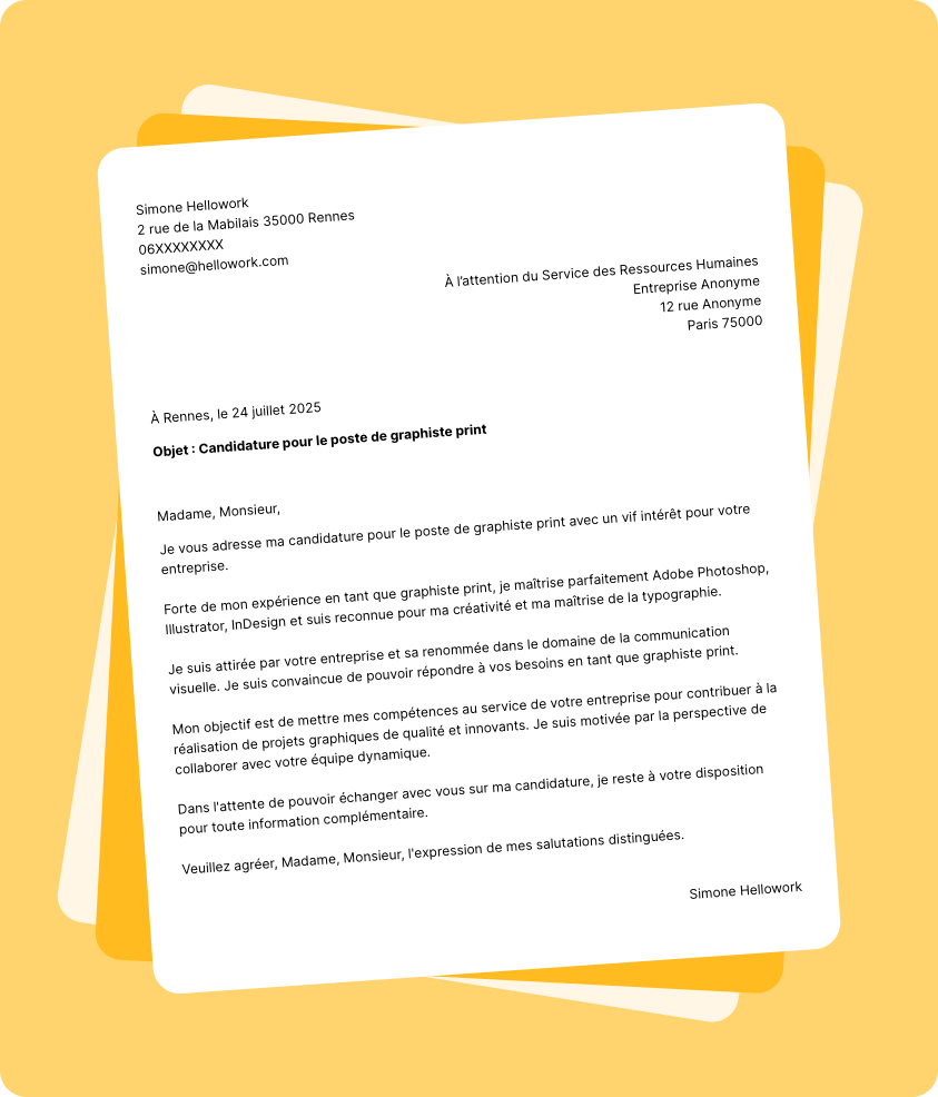 Exemple lettre de motivation Graphiste print