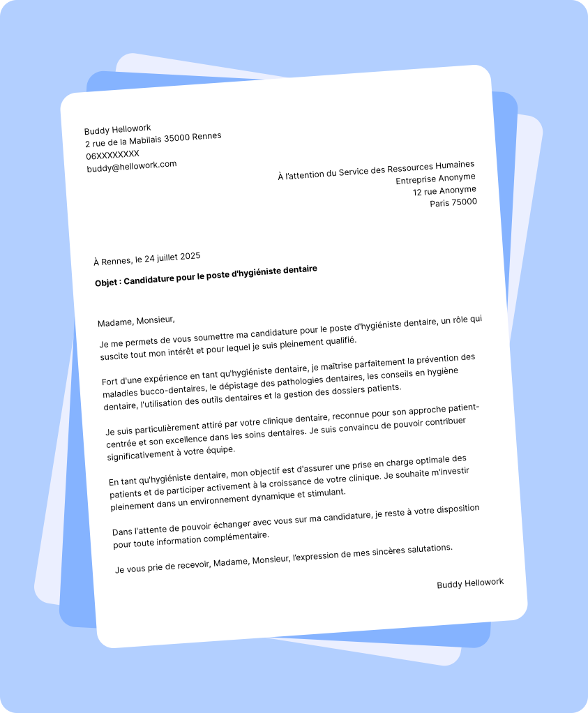 Modèle lettre de motivation Hygiéniste dentaire Exemple lettre de motivation Hygiéniste dentaire