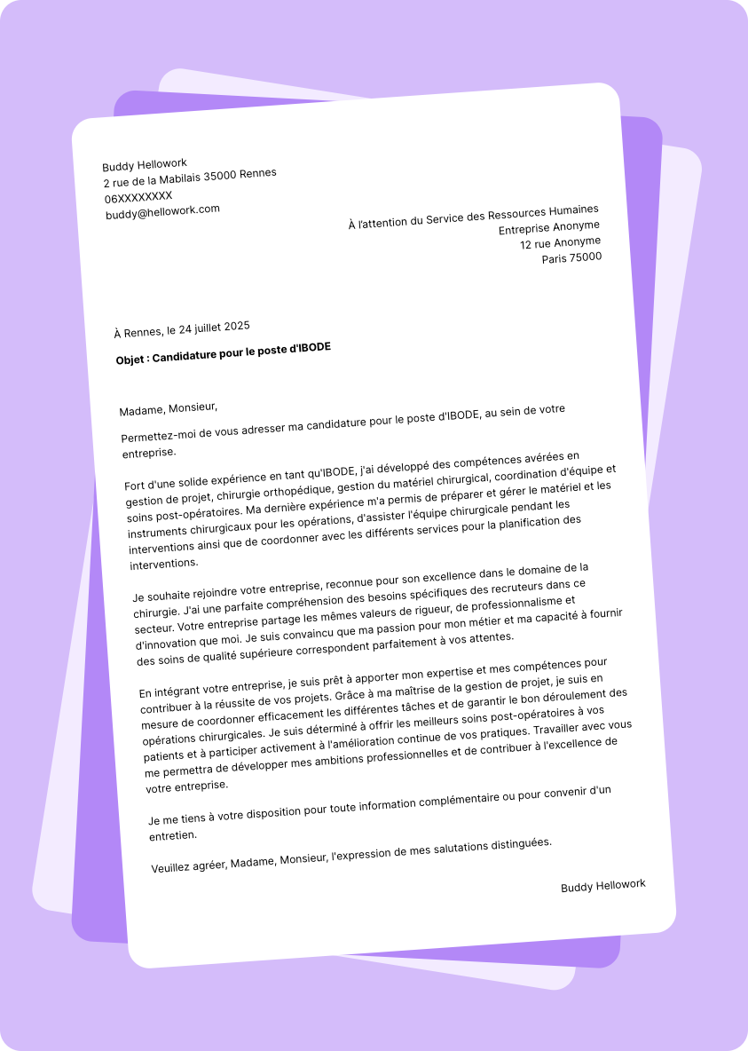 Exemple lettre de motivation IBODE