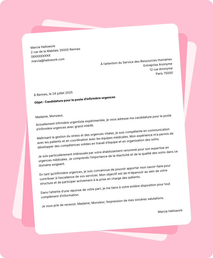 Exemple lettre de motivation Infirmier urgences