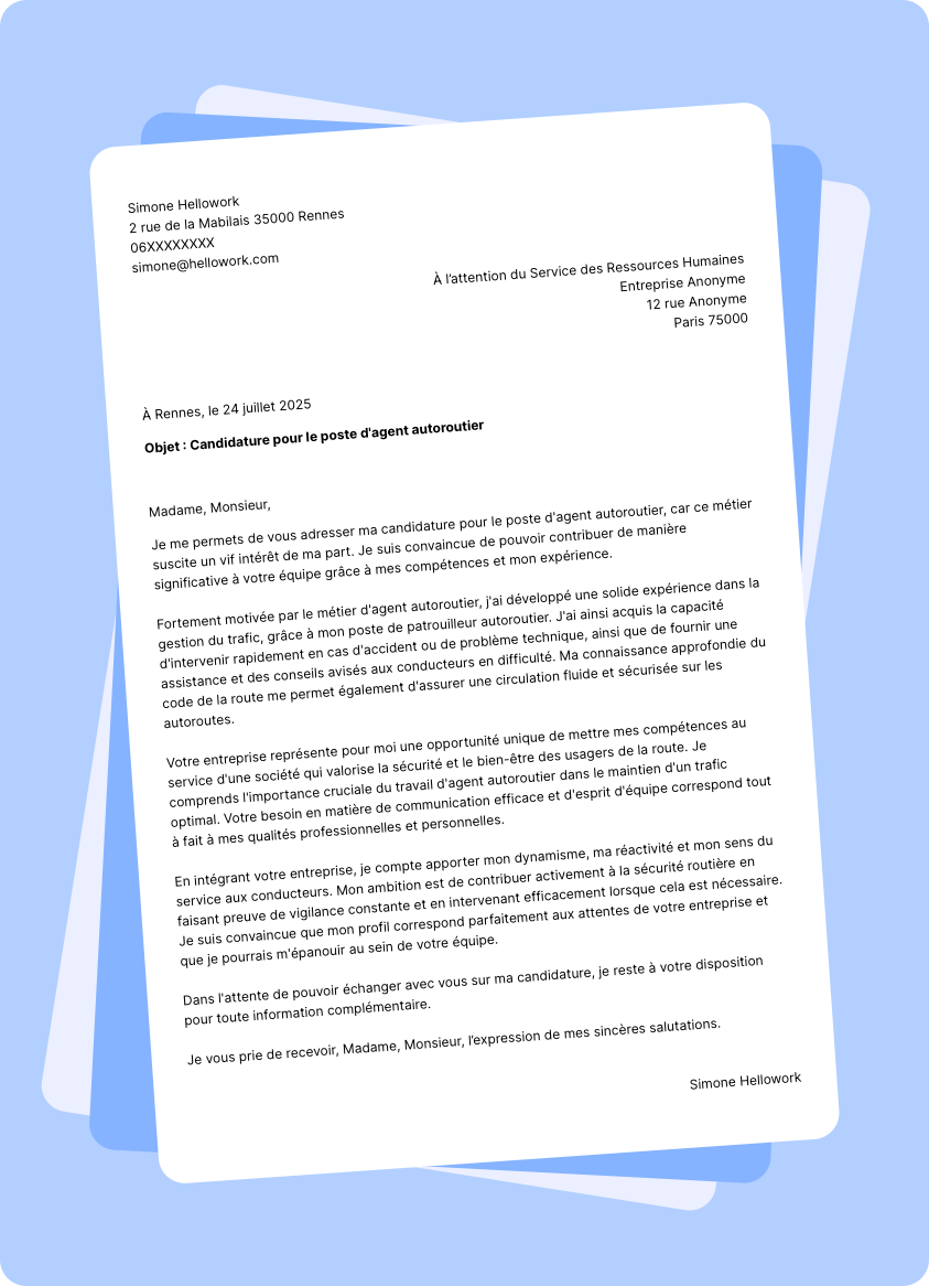 Modèle lettre de motivation Autoroutier Exemple lettre de motivation Autoroutier