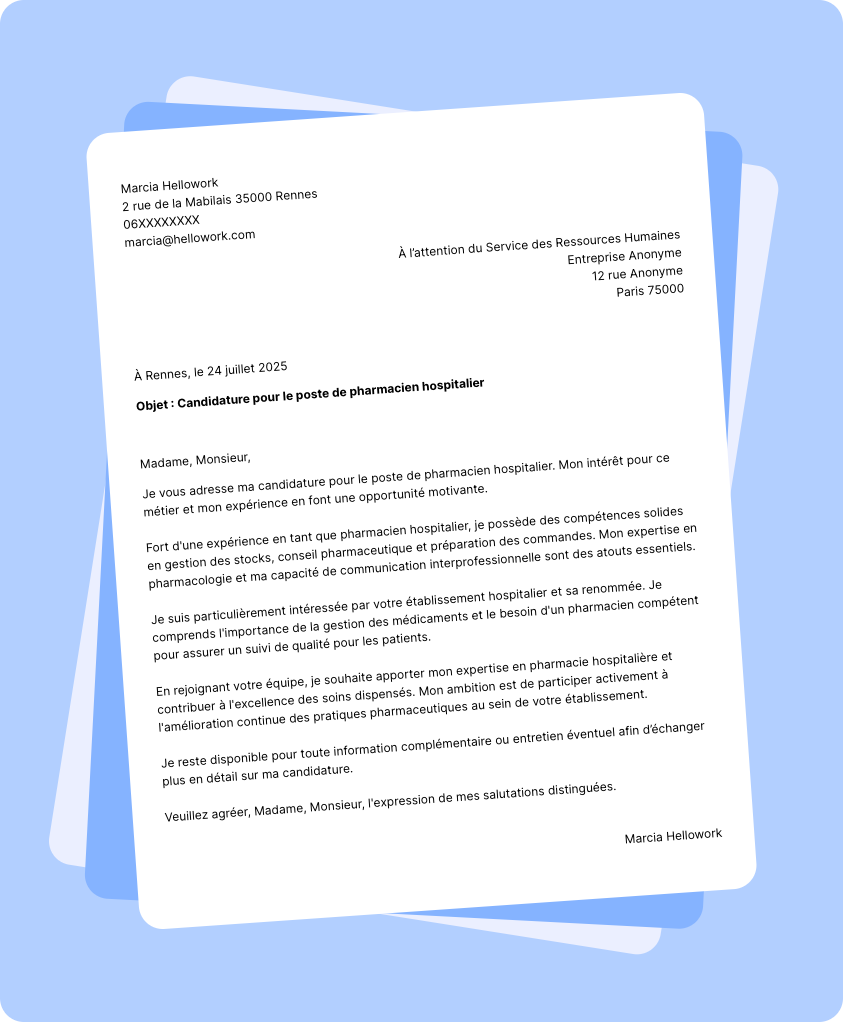 Modèle lettre de motivation Pharmacien hospitalier Exemple lettre de motivation Pharmacien hospitalier