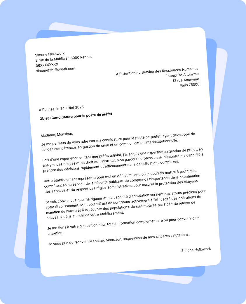 Exemple lettre de motivation Préfet
