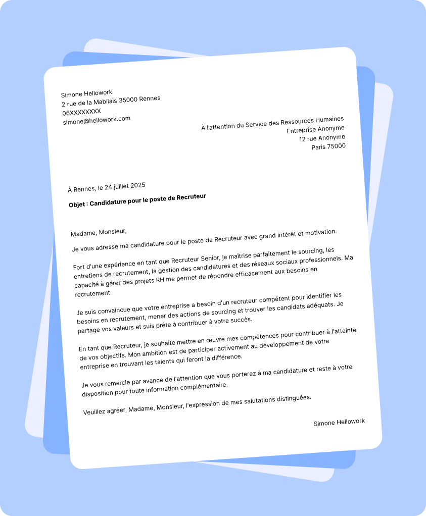 Exemple lettre de motivation Recruteur