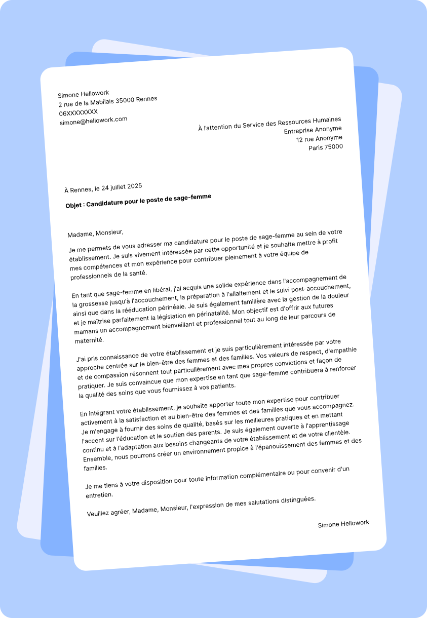 Modèle lettre de motivation Sage-femme Exemple lettre de motivation Sage-femme