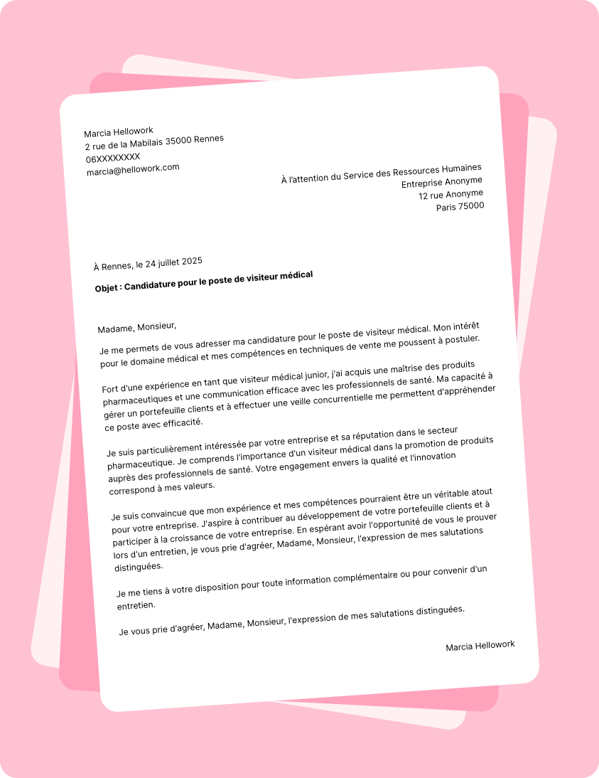 Exemple lettre de motivation Visiteur médical