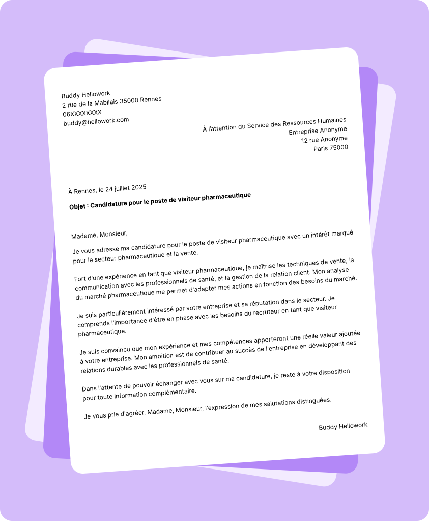 Exemple lettre de motivation Visiteur pharmaceutique