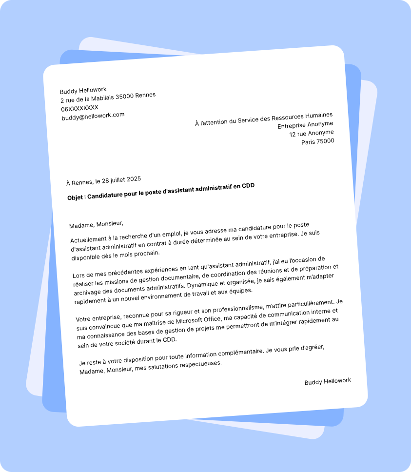 Modèle lettre de motivation Cdd Exemple lettre de motivation Cdd