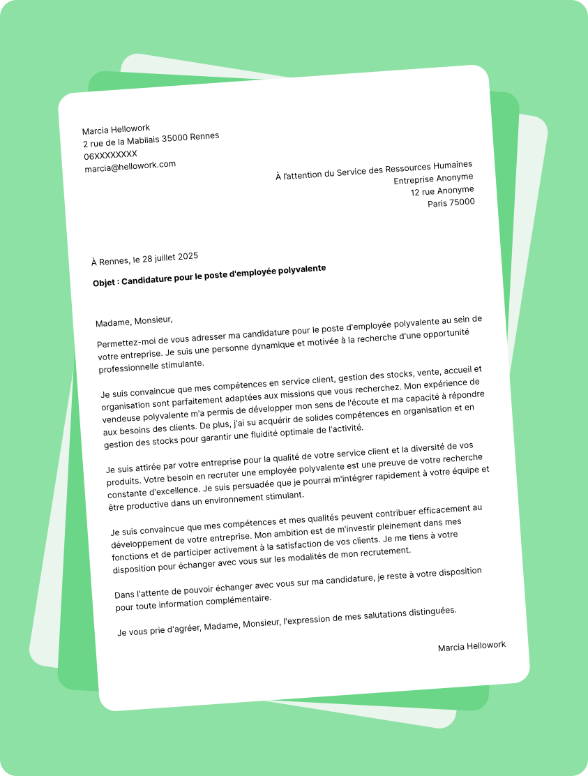 Modèle lettre de motivation en tant que Employe Polyvalent Exemple lettre de motivation en tant que Employe Polyvalent