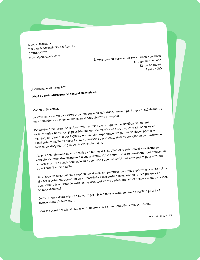 Modèle lettre de motivation pour le secteur Illustration Exemple lettre de motivation pour le secteur Illustration