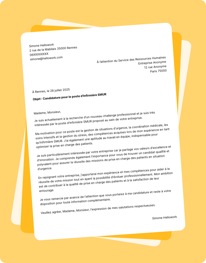 Modèle lettre de motivation en tant que Infirmier Smur Exemple lettre de motivation en tant que Infirmier Smur