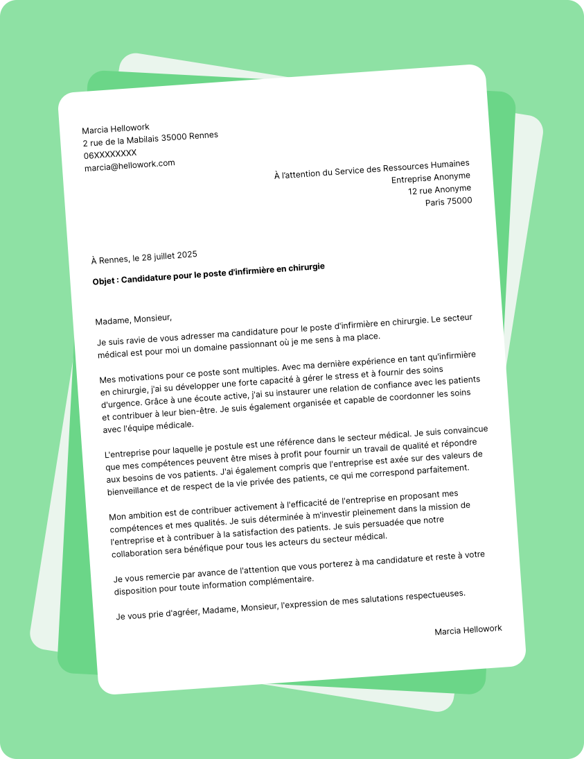 Modèle lettre de motivation pour le secteur Médical Exemple lettre de motivation pour le secteur Médical