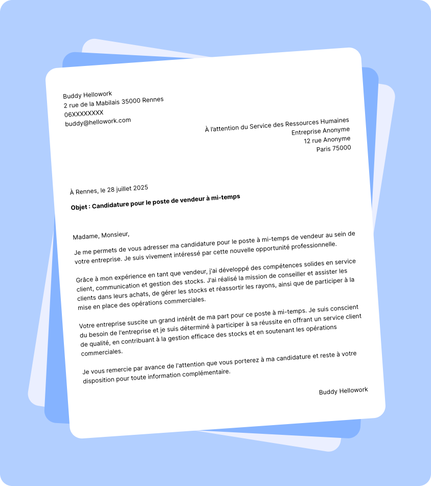 Modèle lettre de motivation Mi temps Exemple lettre de motivation Mi temps