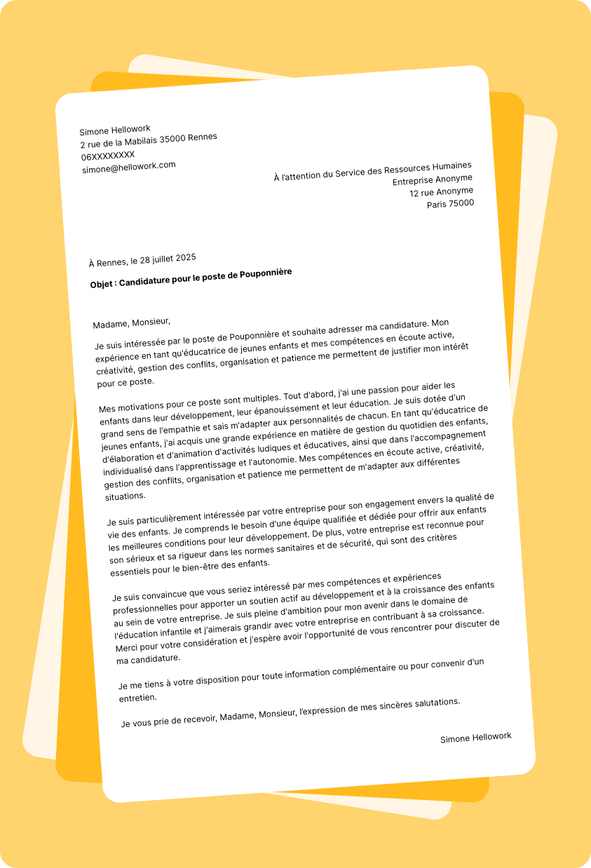 Modèle lettre de motivation en tant que Pouponniere Exemple lettre de motivation en tant que Pouponniere