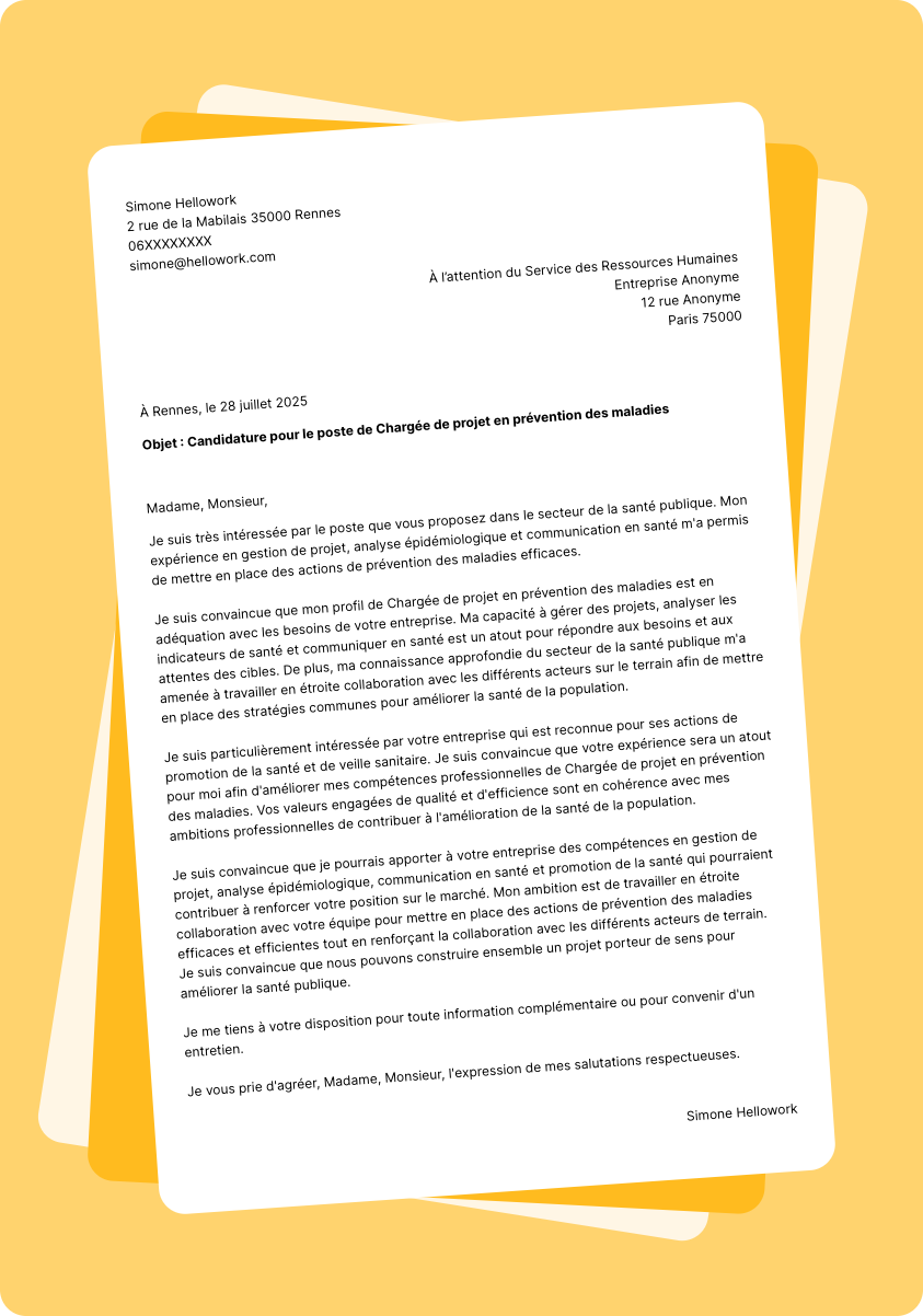 Modèle lettre de motivation pour le secteur Santé publique Exemple lettre de motivation pour le secteur Santé publique