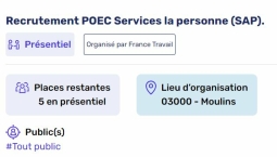 L'agence France travail de Moulins organise une Préparation opérationnelle à l'emploi POEC