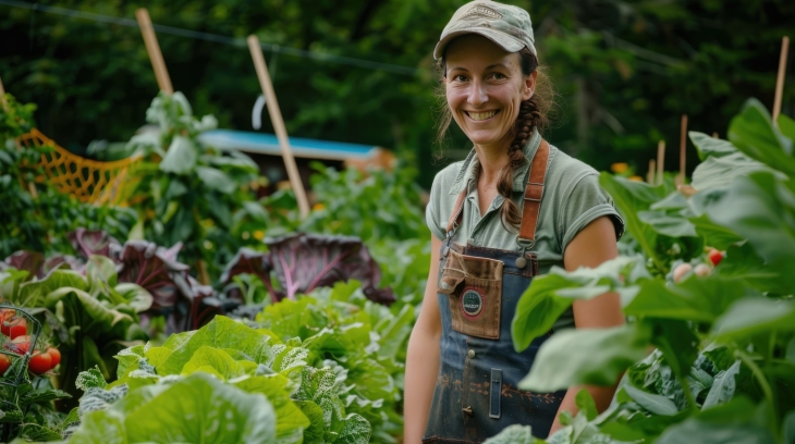 Femme dans une ferme bio