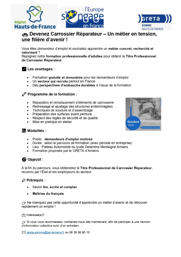 Titre Professionnel de Carrossier Réparateur