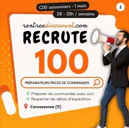 RentréeDiscount recrute 100 préparateurs de commandes pour cet été !