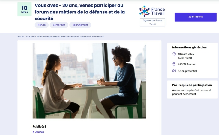 Forum des métiers de la défense et de la sécurité (- de 30 ans)