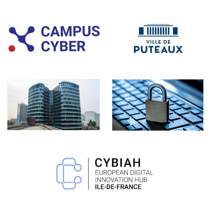 logos Campus Cyber, ville de Puteaux et Cybiah